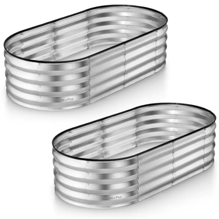 

Galvanized Raised Garden Beds Outdoor// 4×× Feet -Pack Planter Raised Beds for Gardening Vegetables Flowers// Large Metal Garde