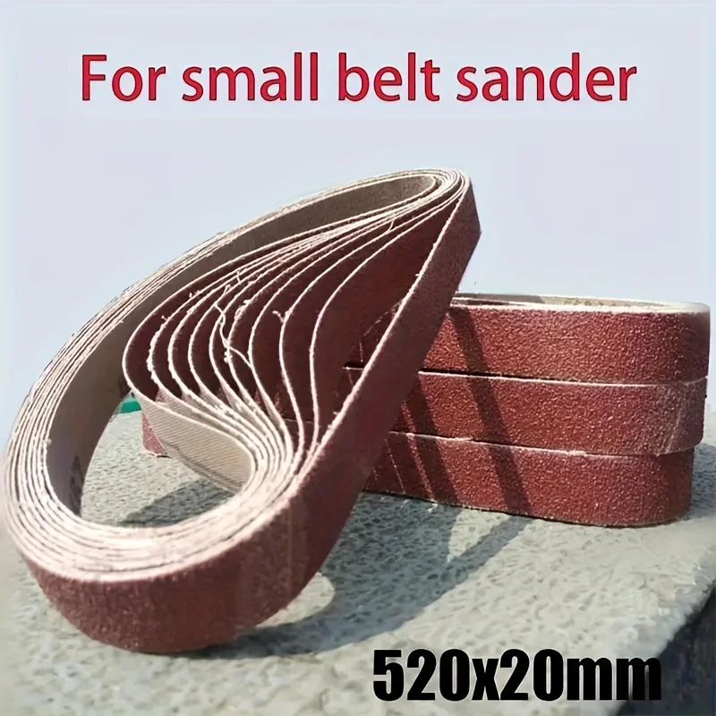 10pcs 60/100/240/320/800#Small Mini Belt Sander For Grinding Stainless Steel Polishing Rust Removing Abrasive Fabric 520x20mm