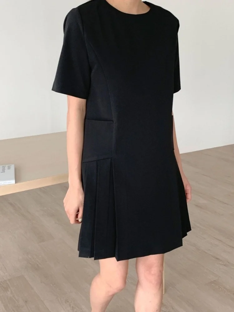 Saia Midi Plissada Feminina Ele Chic, Estilo Coreano, Cintura Alta, Verão, Modelo A-Line