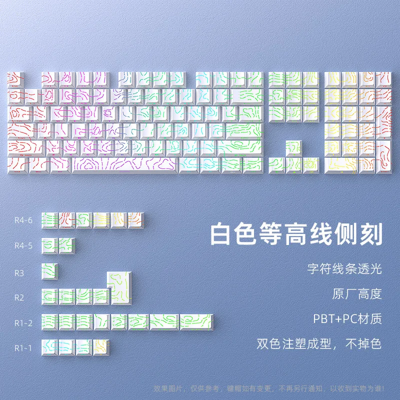 

High Altitude Line 4.0 Keycaps Original Height 128 Key Five-Sided Glow-in-the-Dark Crack Pattern Computer Keyboard Accessories