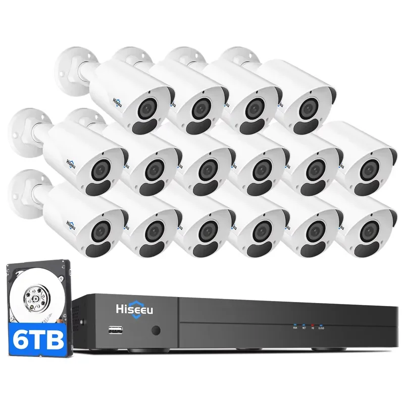 for 4K 8MP  Outdoor Security Camera System 16 Channel Cable  Camera Kit with Night Vision and Motion Detection