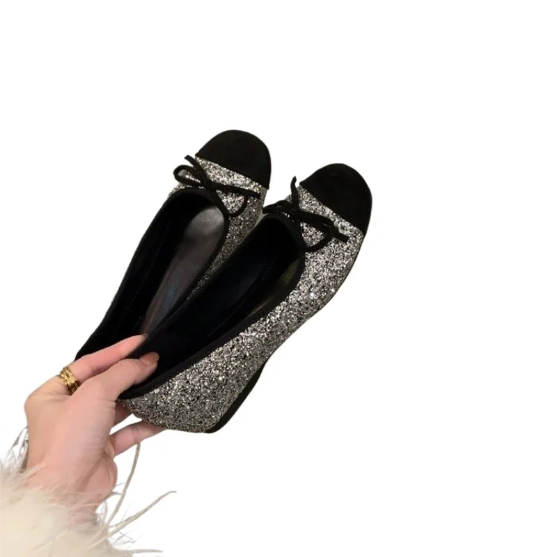 New Style Fashion Luxury Brand Design Round Toe Bow Ballet Flat Shoes Women Genuine Leather Casual Shoes Zapatos Mujer