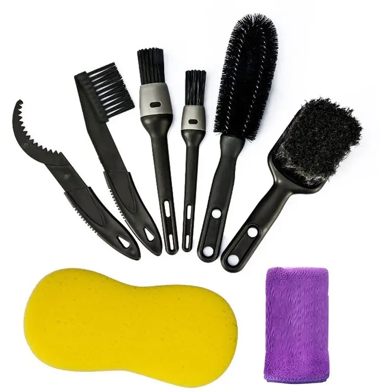 ABYN-Bicycle Cleaning Brush Set 8PCS Comprehensive Brush Kit For Mountain Road City BMX And Folding Bike Tools