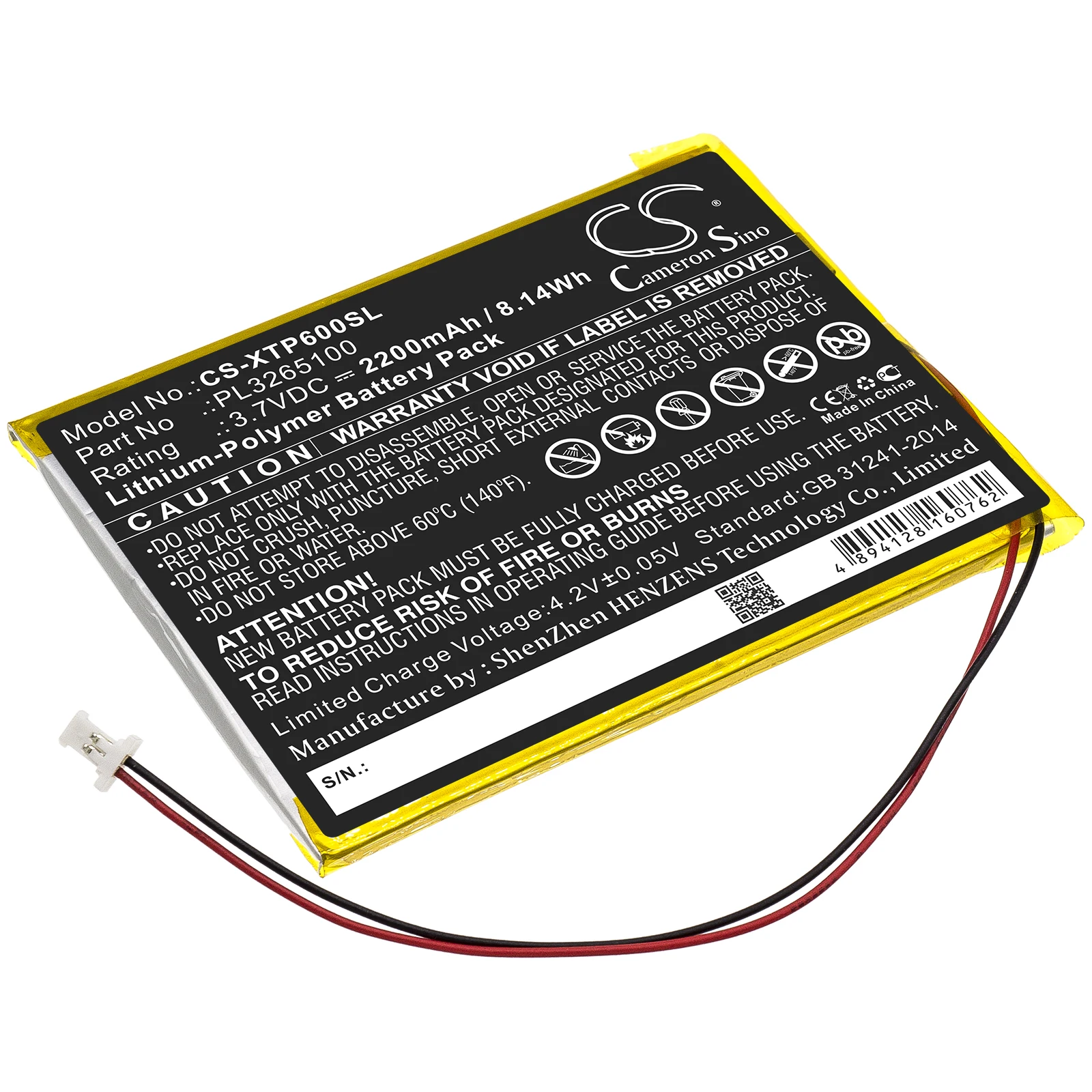 Diagnostic Scanner Battery For XTOOL:EZ300,EZ400,PS65,PS70,PS60,X500,PL3265100,--2200mAh / 8.14Wh--Li-Polymer--3.70V view 3