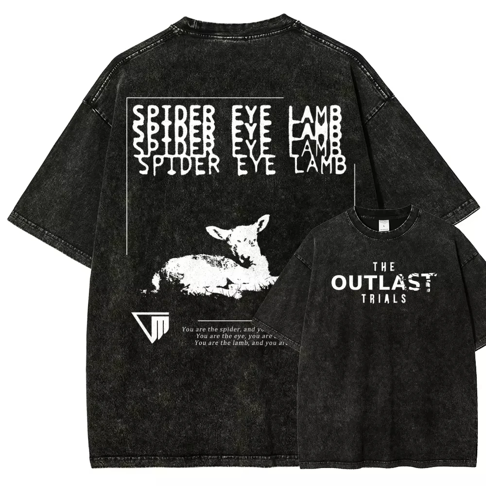 

Футболка с графическим принтом The Outlast Trials, мужская и женская уличная одежда, футболка оверсайз, топ из выстиранного хлопка в стиле ретро