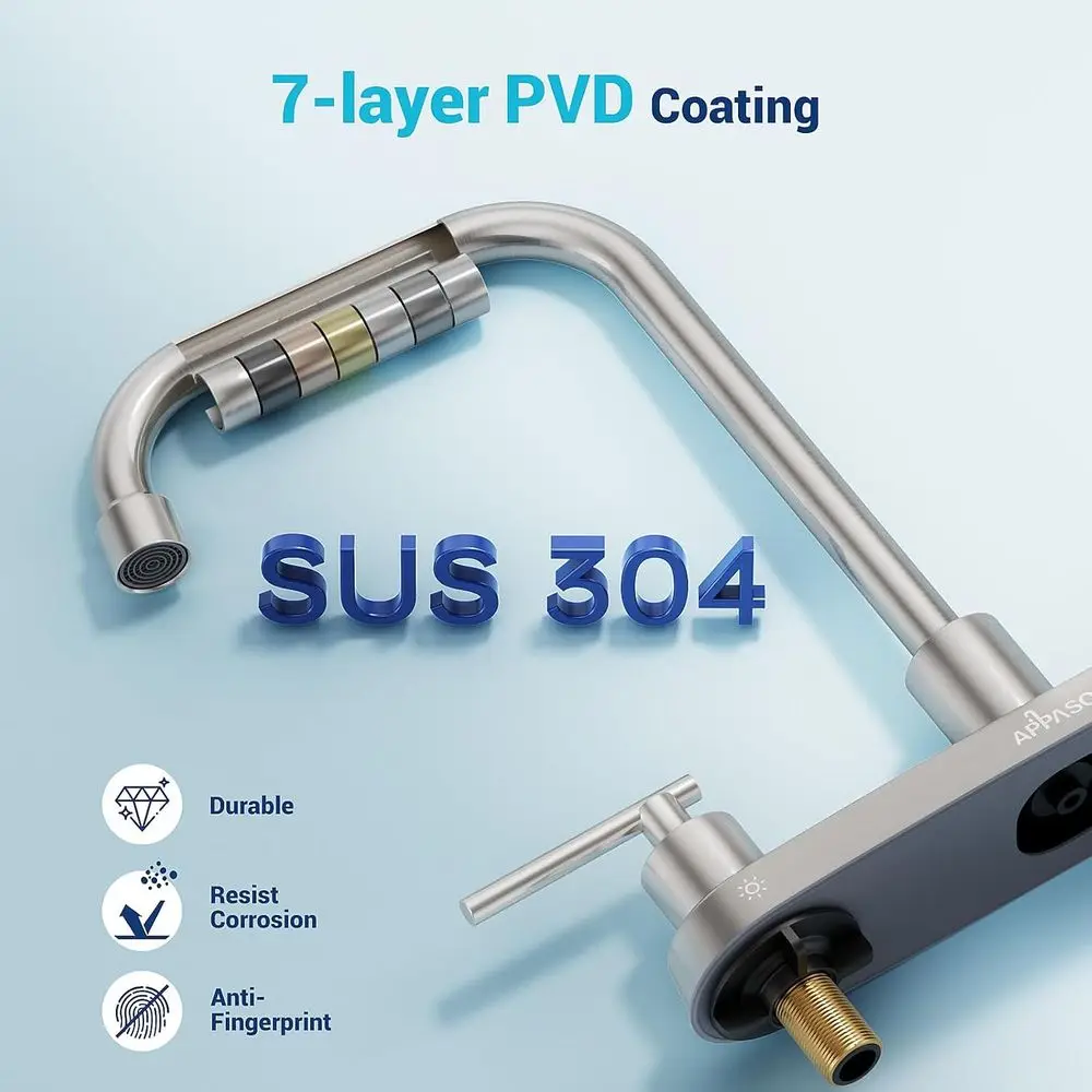 3-Hole Stainless Steel Kitchen Faucet with High Arc Sprayer in Brushed Nickel Finish