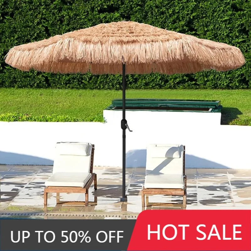 Outdoor Beach Umbrella Large Foldable Garden Pool Patio Beach Umbrella Simulated Thatched Sunshade Umbrellas Backyard Holidays