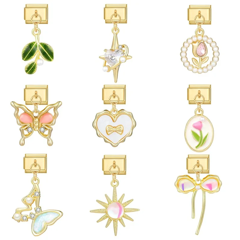 WG 1pc 14 Style Italian Charm Bracelet 9mm Modular Italian Charm Bracelet Links Handmade DIY Jewelry Gifts Pendant