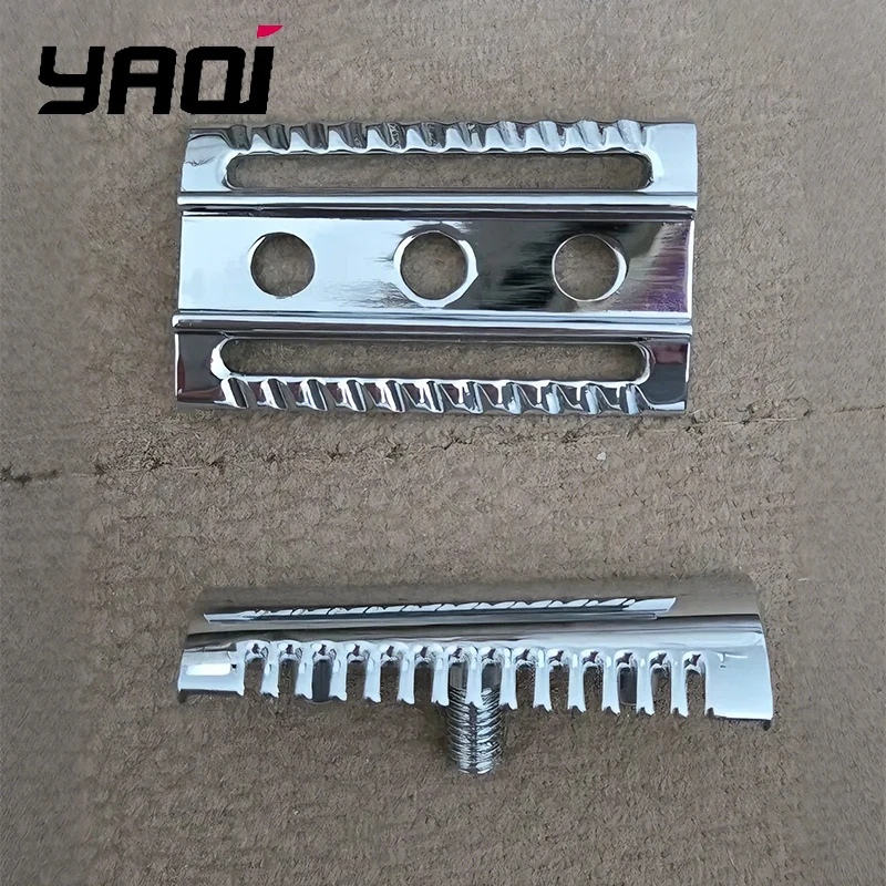 YAQI 2026 Top Selling Top Aggressive Chrome Color Double-edged Mens Slant Safety Razor Head Replacement Accessory