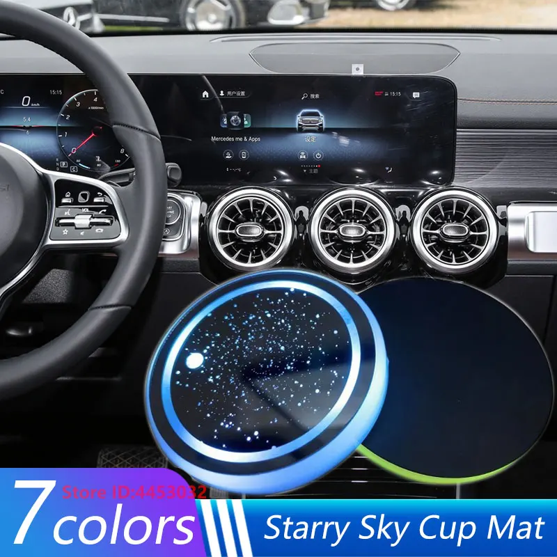 1 PCS Led Car Cup Holder Light For Mercedes Benz v221 w219 c204 c207 a207 R172 x204 7 Colors Coaster Photoinduction Accessories