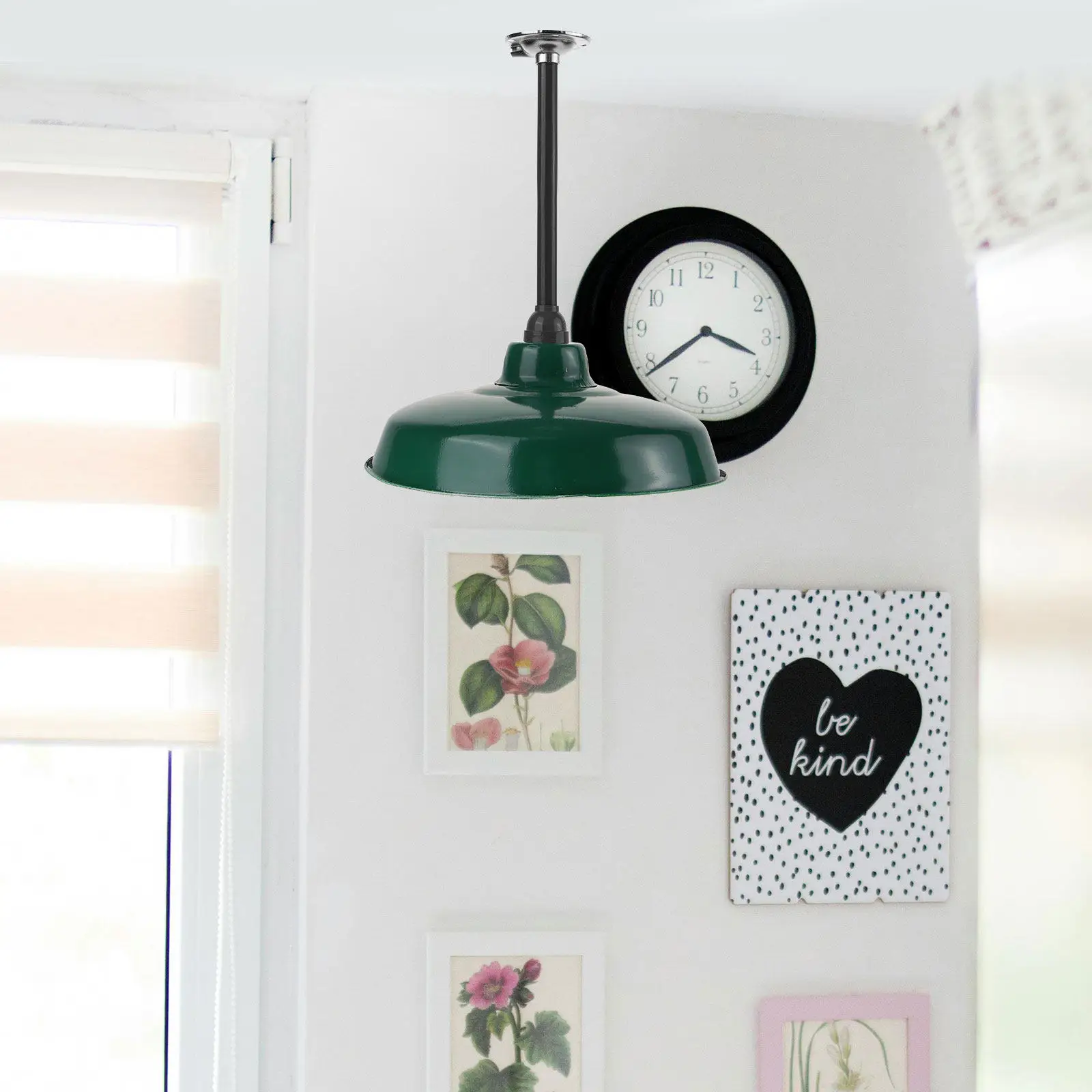 Retro Metal Enamel Lampshade – Waterproof Easy-Clean Industrial Ceiling Light Cover for Workshop