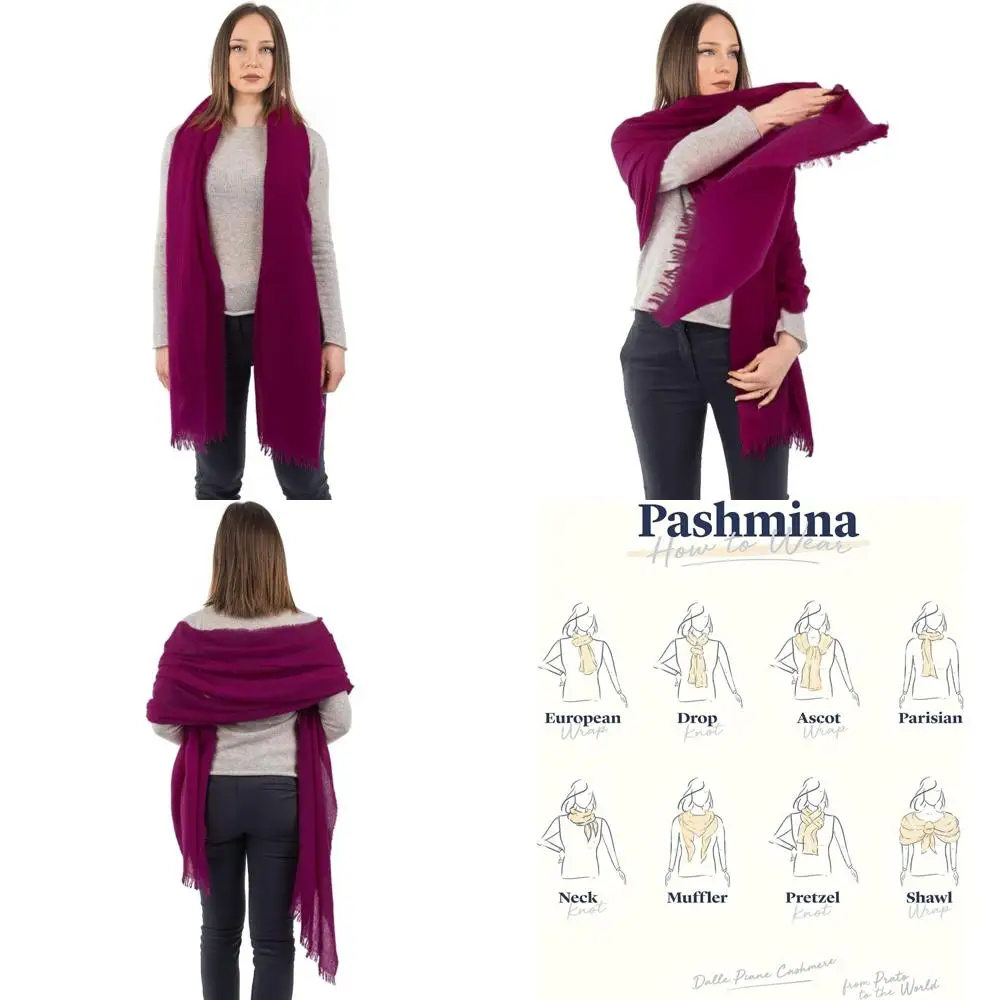

100% Cashmere Pashmina Shawl - Italian Crafted - Women's One Size - Luxurious Soft Wrap