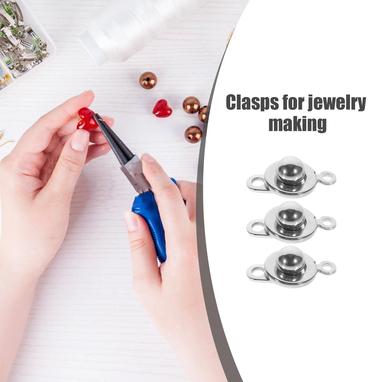 

Stainless Steel Snap Clasps Ball Socket Buckle for Jewelry Making Necklace Bracelet DIY Craft Connector Lightweight
