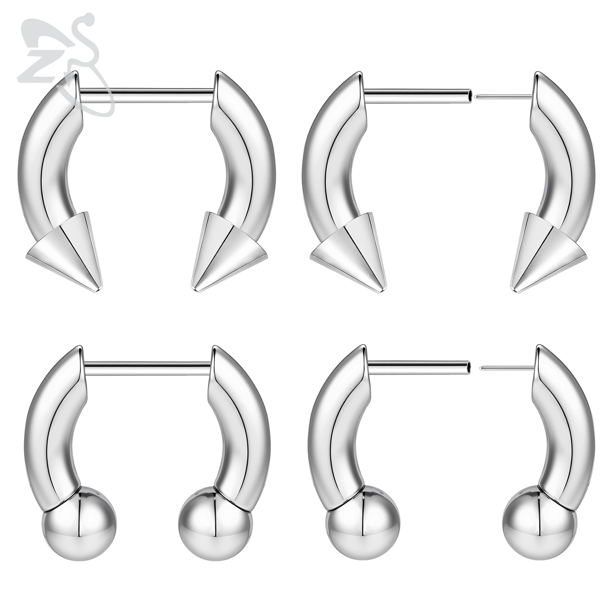 ZS 1 PC 16G Threadless Stainless Steel Septum Ring Unisex Horseshoe Nose Piercings 8/10MM Plug-In Style Nostril Piercing Jewelry