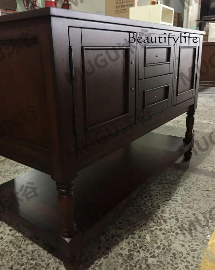 Q Retro floor combination bathroom washbasin washbasin cabinet high-end bathroom washbasin bathroom cabinet wind