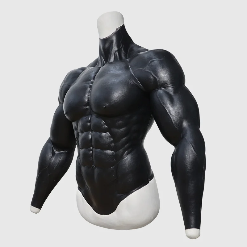 Smitizen Whole Dark Upgraded Bodysuit with Arms for Cosplay Suffocating Tight Pleasure Fetish Costumes Silicone Man’s Chest