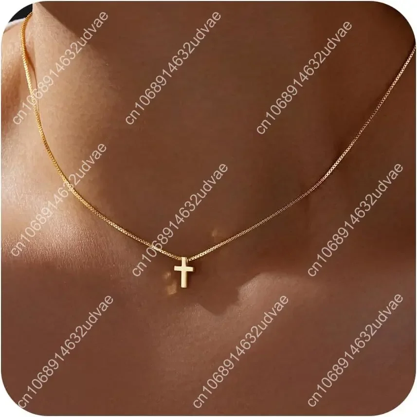 

Cross Necklace for Women, Dainty14K Real Gold Silver Plated Cross Choker Pendant Jewelry Non Tarnish Waterproof Trendy Cute Simp
