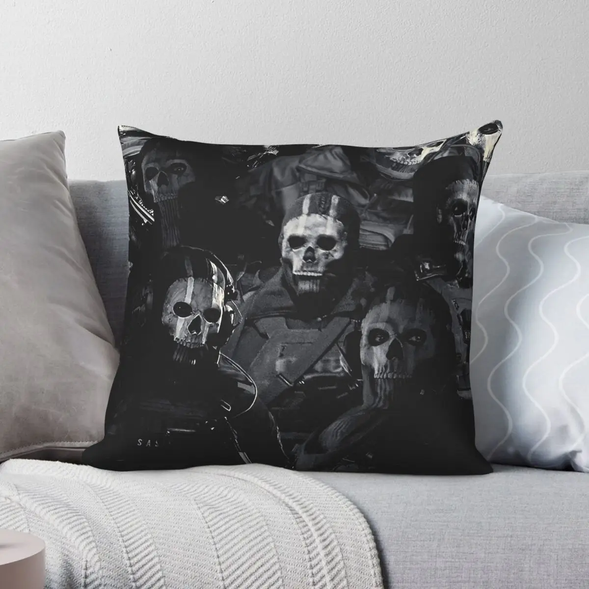 Simon Ghost Riley Pillowcase Polyester Linen Velvet Printed Zip Decorative Throw Pillow Case Sofa Seater Cushion Cover