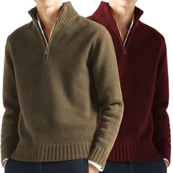 Herren Winter lässig täglich warme Mäntel Roll kragen pullover halber Reiß verschluss Pullover Strickwaren Frühling Pullover solide lang ärmel ige Tops für Männer