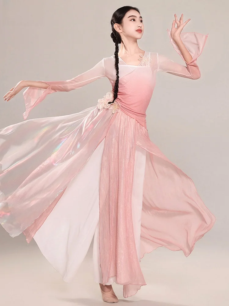 

Ele Classical Dance Performance Costume for Girls Children Lightweight Gauze Dr Ethnic Hanfu Practice Dancewear