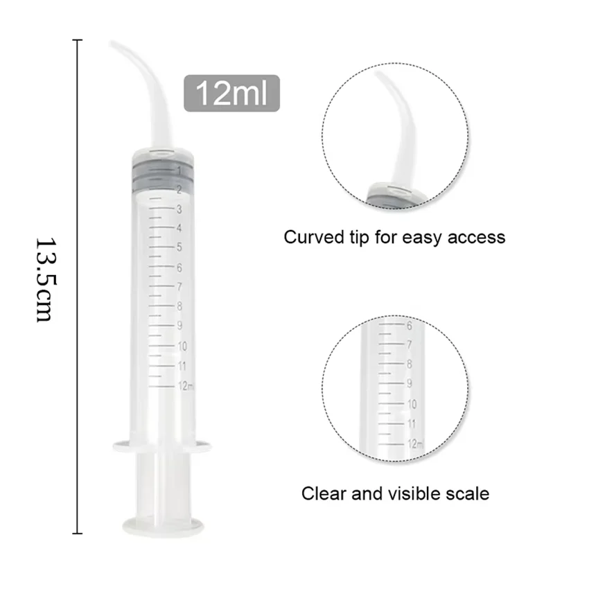 50Pcs 12ml Elbow Oral Irrigator Dental Syringe Dental Appliance, Plastic Syringe Needleless Injector