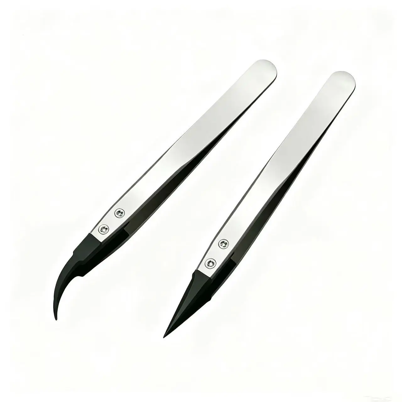 Precision Tweezers ESD-Safe Anti-Static Tips Heavy-Duty Metal for Electronics Jewelry Repair