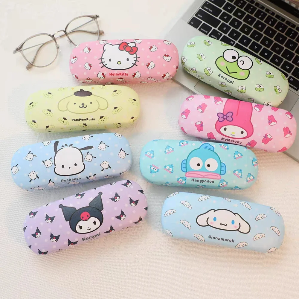 

Kawaii Sanrio Glasses Case Cute Cartoon Hello Kitty Kuromi Melody Pochacco Anti-Fall Eyeglasses Storage Box Students Gifts
