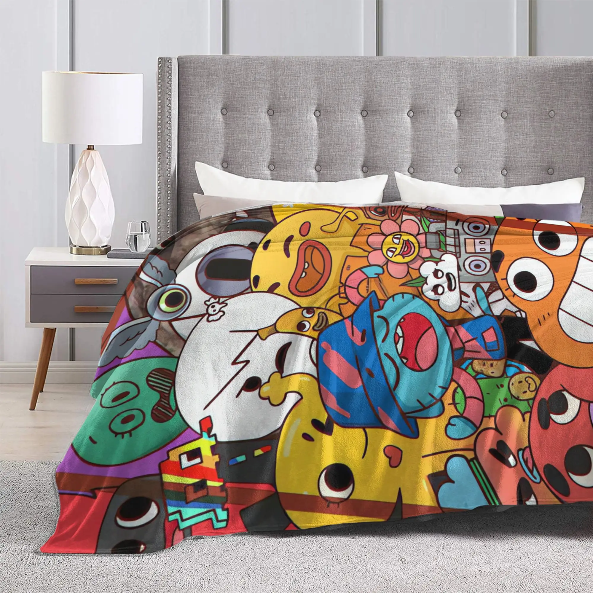 Gumball Gum Ball Watterson Amazing Cartoon Super Warm Blanket  Fluffy Couch Chair Flannel Bedspread Sofa Bed Cover