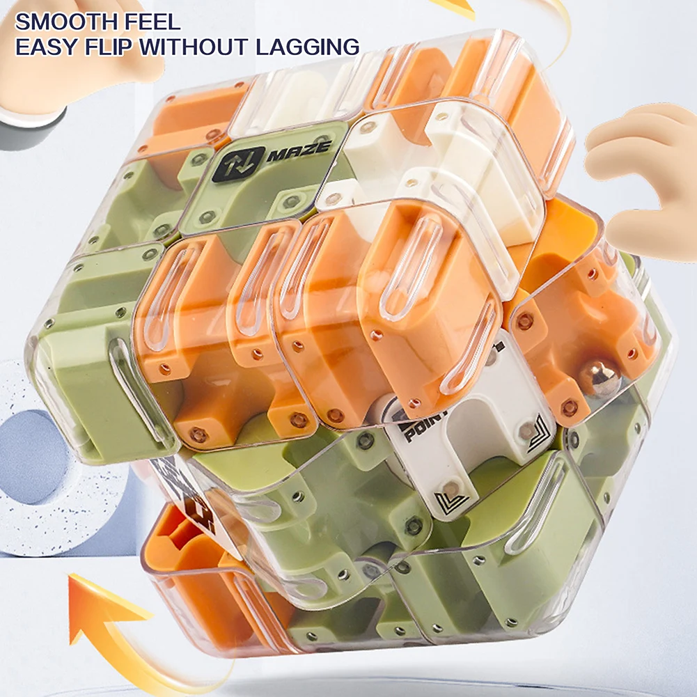 大型迷路 3D パズル 迷路キューブ 3D 迷路キューブ パズル ローリングボール付き 集中力を高める脳トレおもちゃ 子供向け