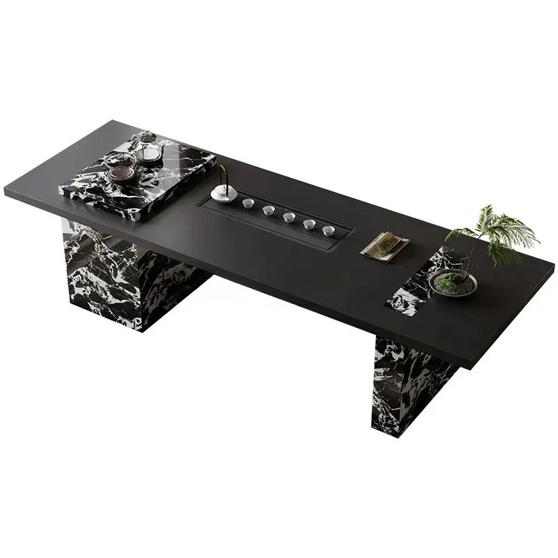 طاولة شاي كبيرة من بلاطة الصخور طاولة شاي فنية إبداعية بتصميم إيطالي بسيط #1