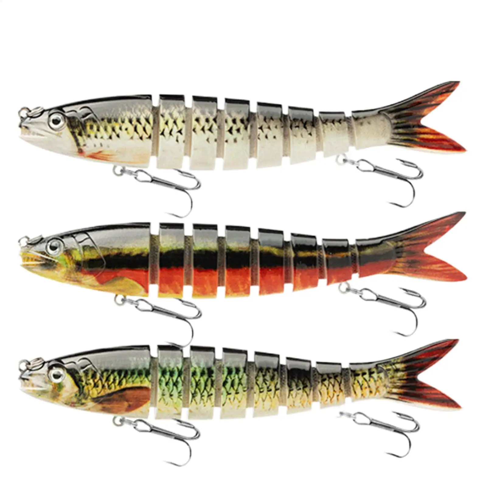 

Рыболовные приманки для пресноводных реалистичных рыболовных приманок, 3 шт., компактная многосуставная рыболовная приманка для берегового озера, пруда, каяка, лодки