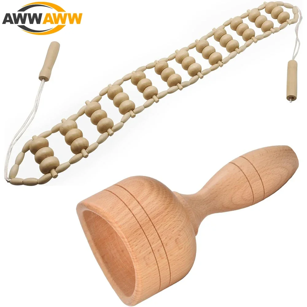 

Wood Therapy Massage Tools Wood Swedish Cup & Roller Rope Wooden Therapy Lymphatic Anti Cellulite Muscle Recovery Massage Tool