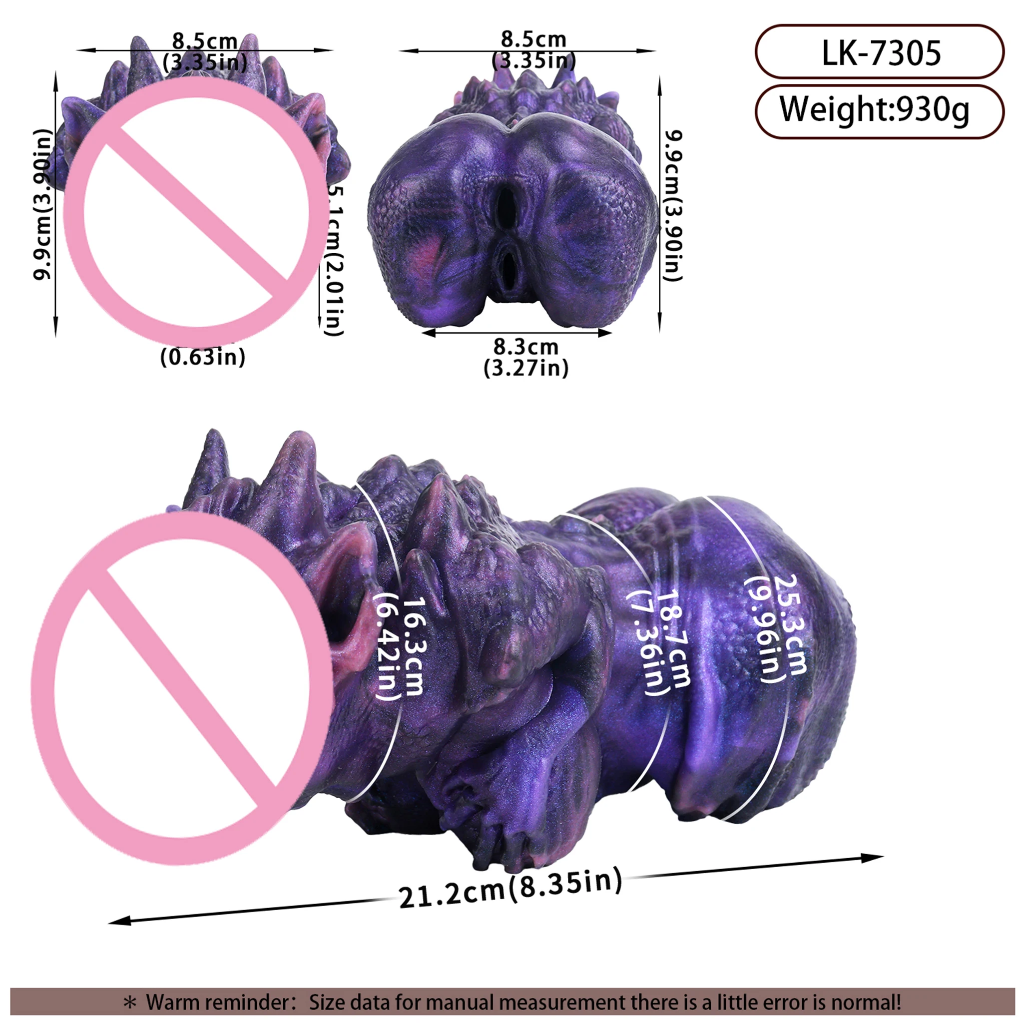 SHAZ Purple Evil Dragon Masturbator, Silicone Pocket Pussy Stroker, Tight Dual Channel Onahole, Sex Toy for Men Penis Training view 5