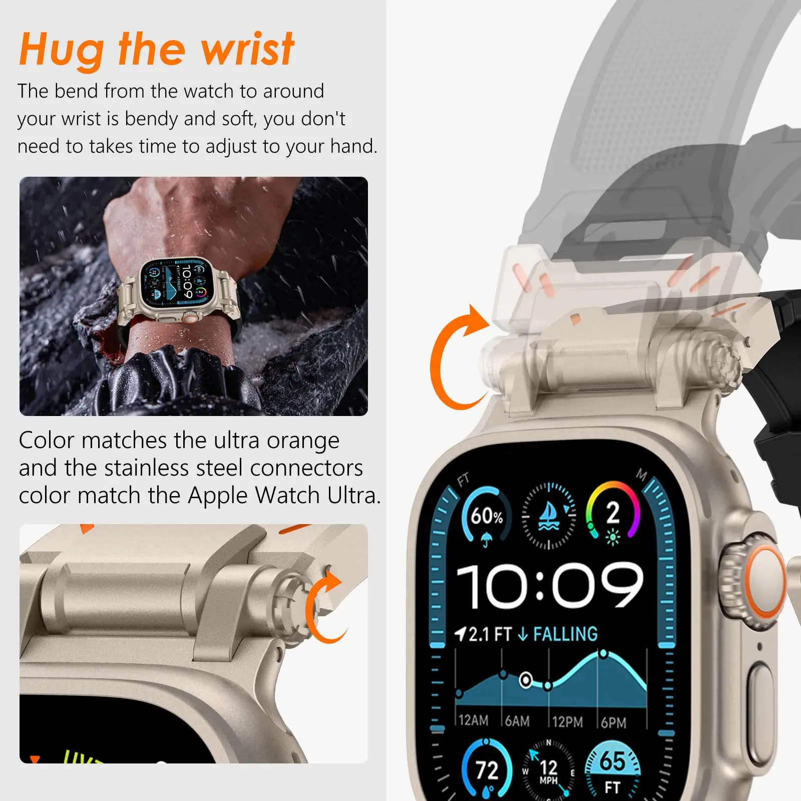 حزام سيليكون فاخر لساعة أبل الترا 3/2/1 49 مللي متر 46 مللي متر 45 مللي متر 44 مللي متر 42 مللي متر الفرقة لسلسلة IWatch 11 10 9 8 7 SE3 6 5 4 سوار