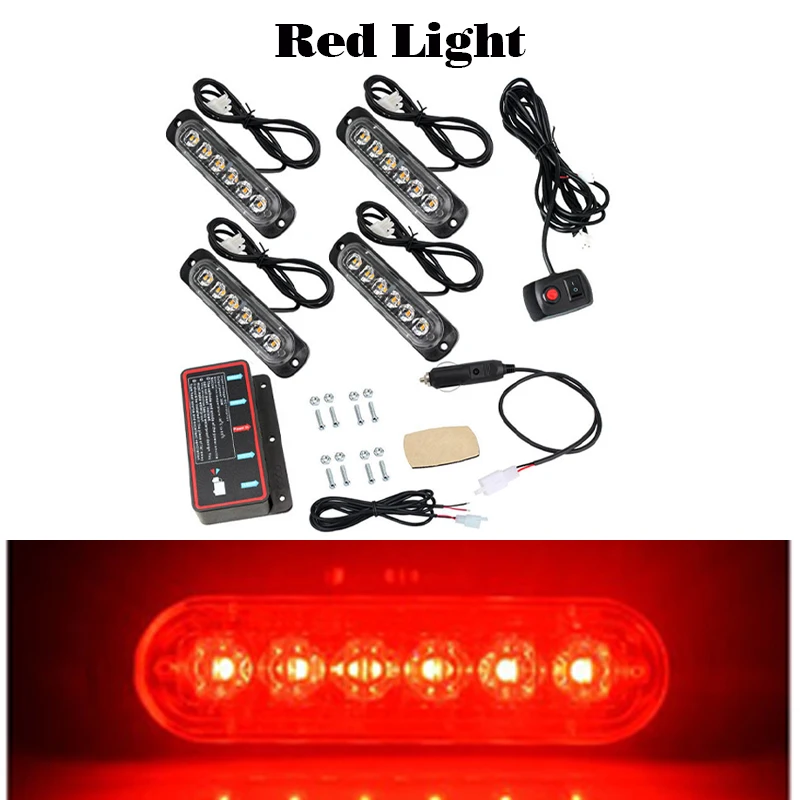 Car Front Grille Strobe Light 12V 24V Emergency Warning Signal Side Lamp Good-quaility Accessories For Truck Trailer SUV image 3