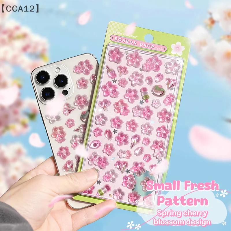 

らCCA12...”1 Лист Журналы Канцелярские принадлежности Kawaii Наклейки Розовый вишневый цвет Капля 3D Рельефная наклейка Скрапбукинг DIY Декор для дневника