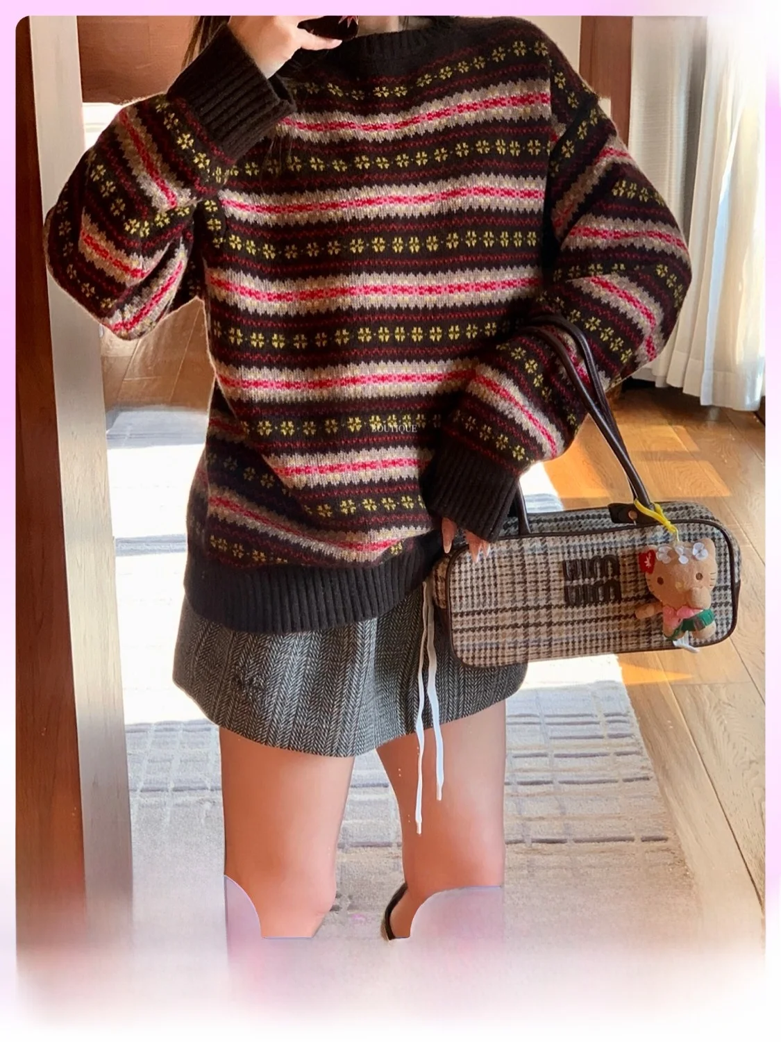 

Limited Edition New Year 100% Wool Fair Isle Knit Loose round Neck Sweater Casual Style Comfortable Breathable Long Sleeve