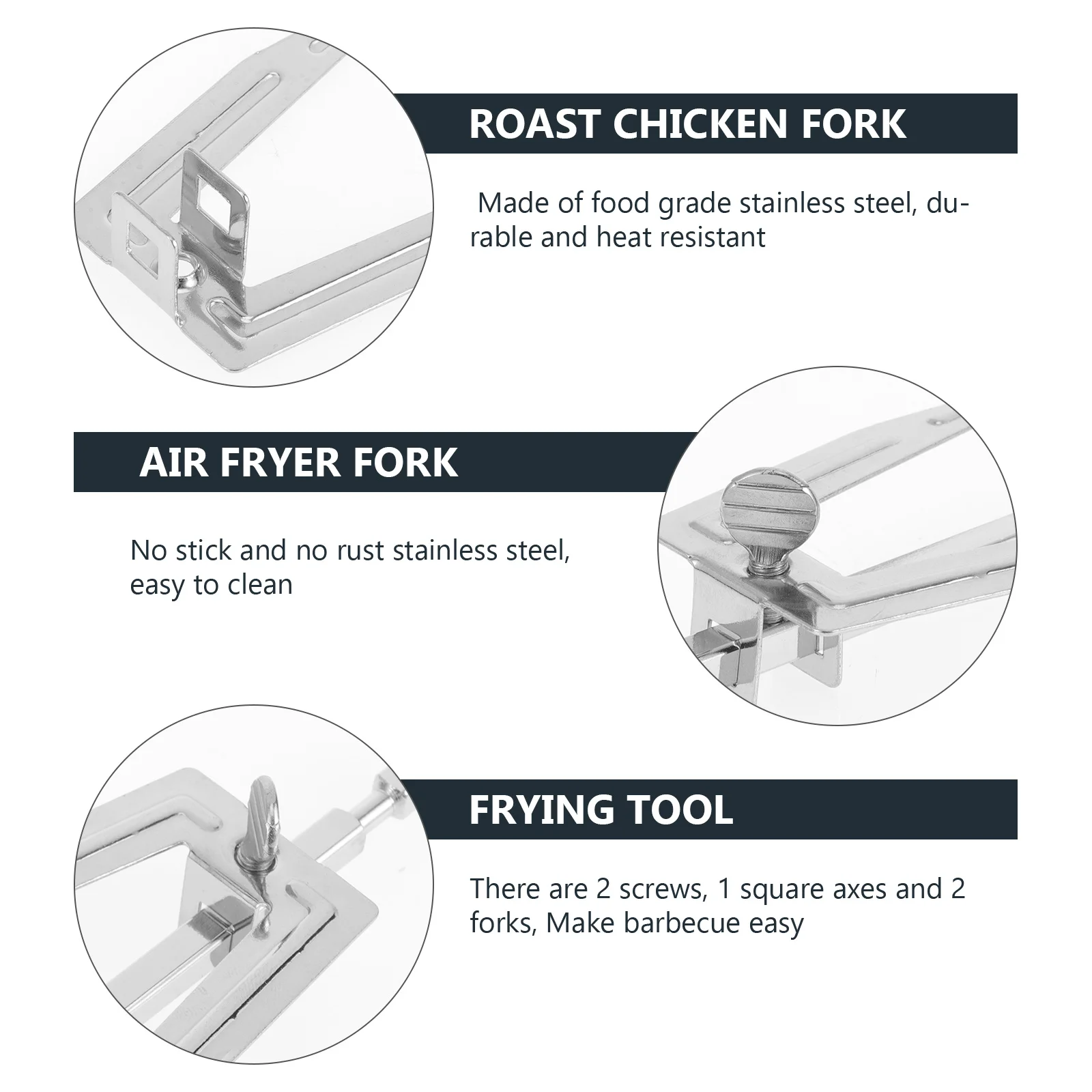 

1Set Chicken Roast Fork Stainless Steel Rotating Grill Oven Spit Rods Meat Cooking Bbq Grill Accessories Rotating Turkey Forks