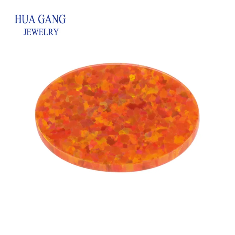 OP31 Orange Synthetic Opal Loose Stones Oval Shape Base Cabochon Created Opal Beads Semi-Precious Stones For Jewelry