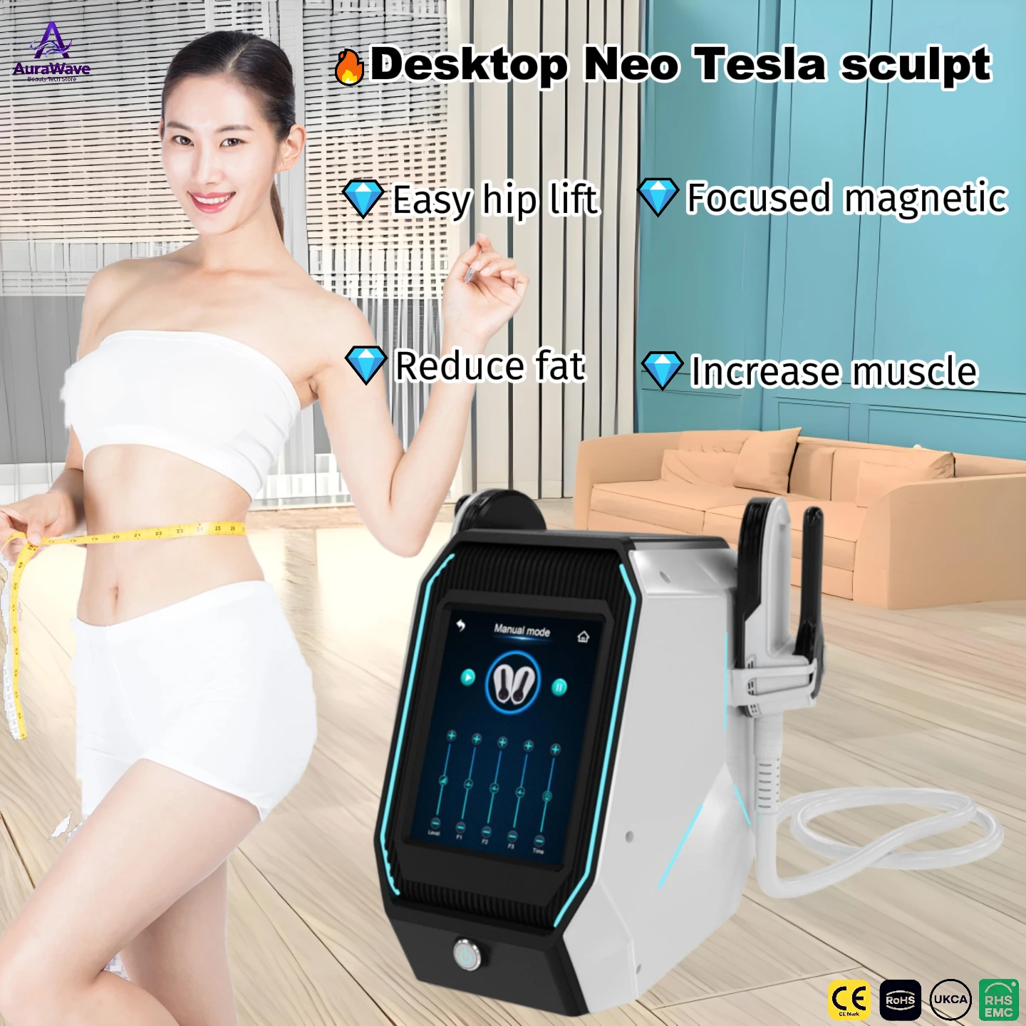 

Portable HIFEM RF Body Toner 30% Fat Reduction & 25% Muscle Growth 20Min=20000 Crunches Home Full Body Contouring CE Certified