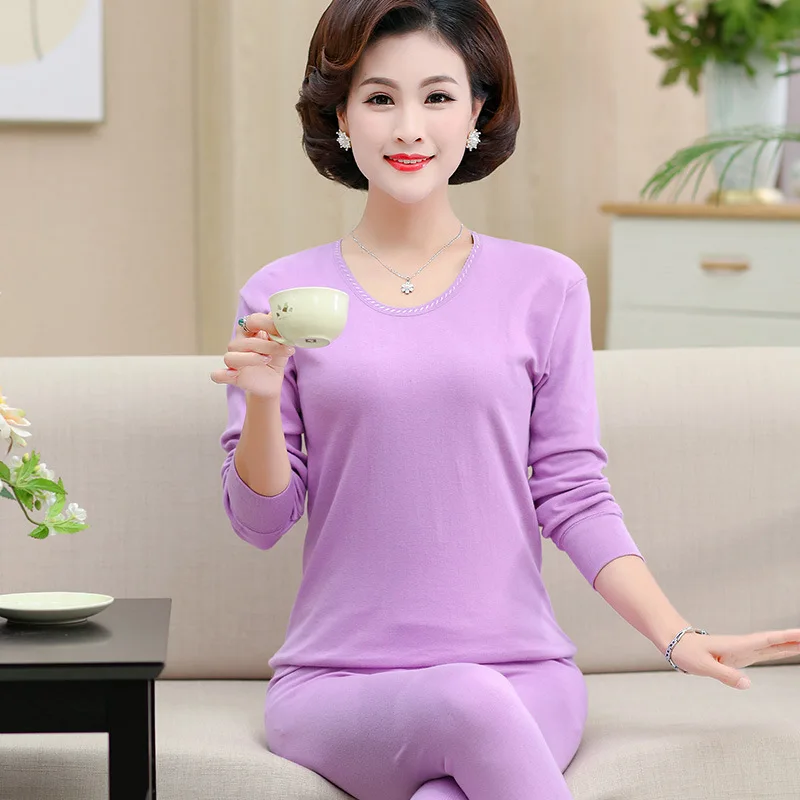 M-4XL Printed 100% Cotton Middle Aged Mother Pajamas Set Plus Size Long Sleeve Autumn Winter Home Suit Women Bottoming Clothes