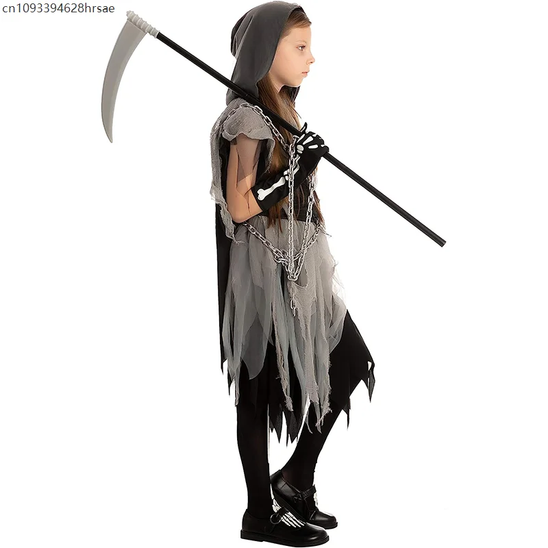 怖い死神の女の子コスチューム キッズ ハロウィンコスチューム 2025年新作