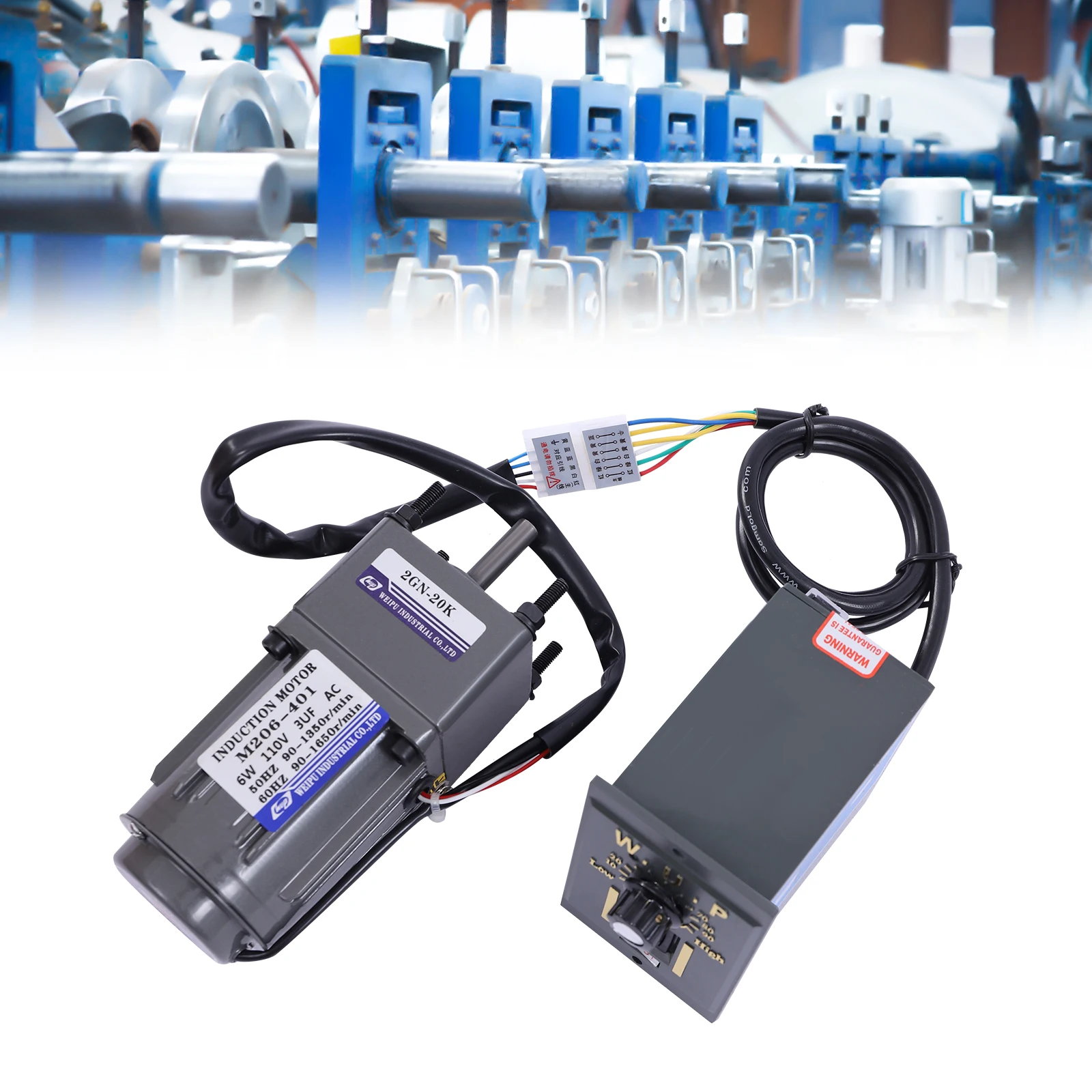 Variable Speed Motor with Copper Coil, 1400RPM Max Speed, Low Noise, and High Stability, Complete with Speed Governor and