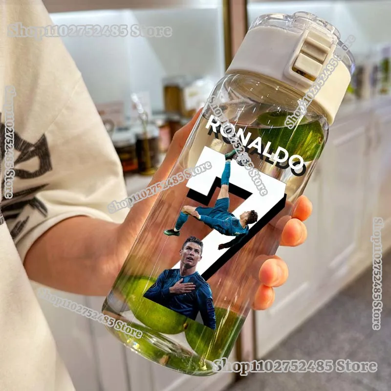 Cristiano Ronaldo CR7 Print Water Bottle Portable Sports Fitness Large Capacity Transparent Cups Men Women Sport Gym Outdoor Use