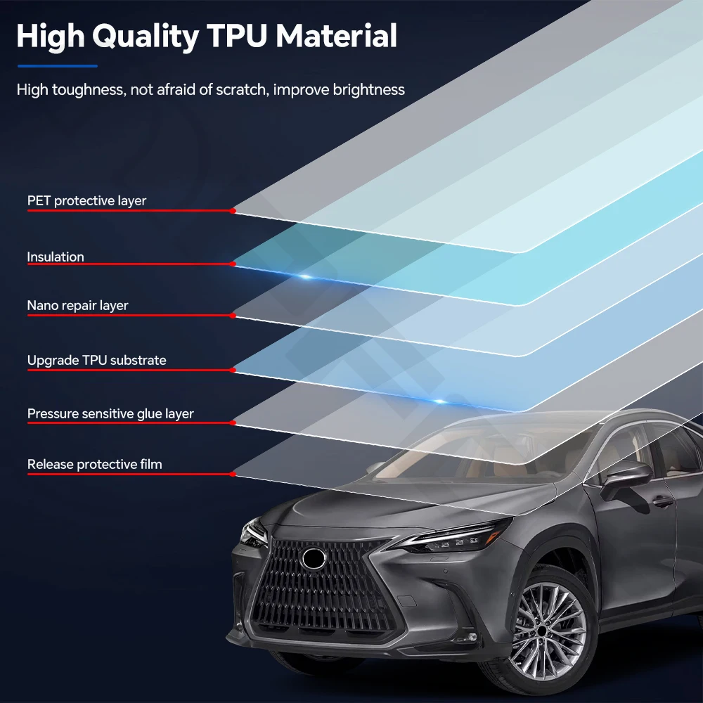لكزس NX 250 350 350H 450H 2022 2023 2024 المضادة للخدش بولي TPU الطلاء طبقة حماية قبل قطع PPF جسم السيارة واضح الصدرية مقاومة #5