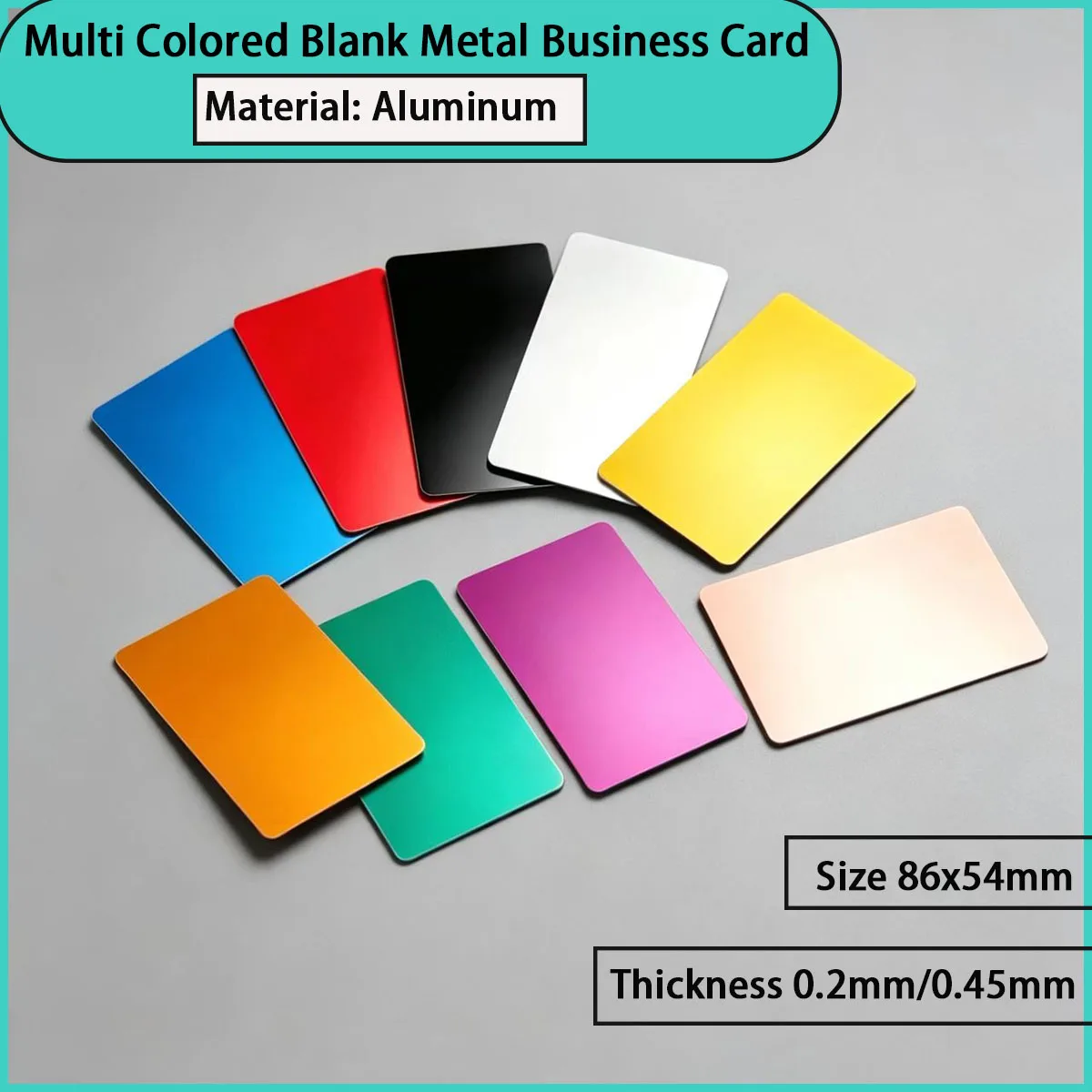 0.2mm/0.45mm thick multi-color blank metal business card compatible with business cards