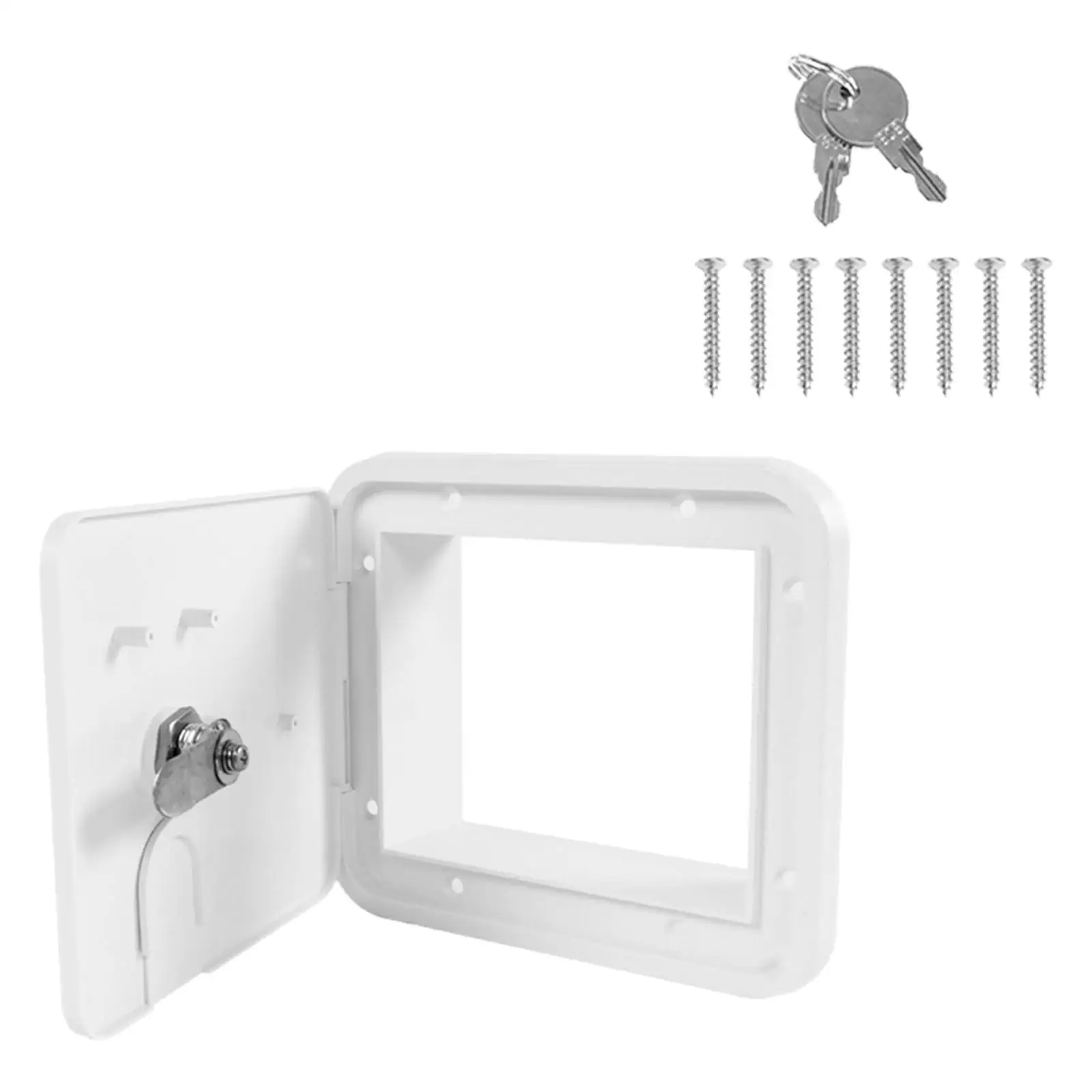 Square RV Trailer Electric Cable Hatch W/ Door Compartment Reserved Drain Door Plastic Cable Cover for Camper Electric Cord