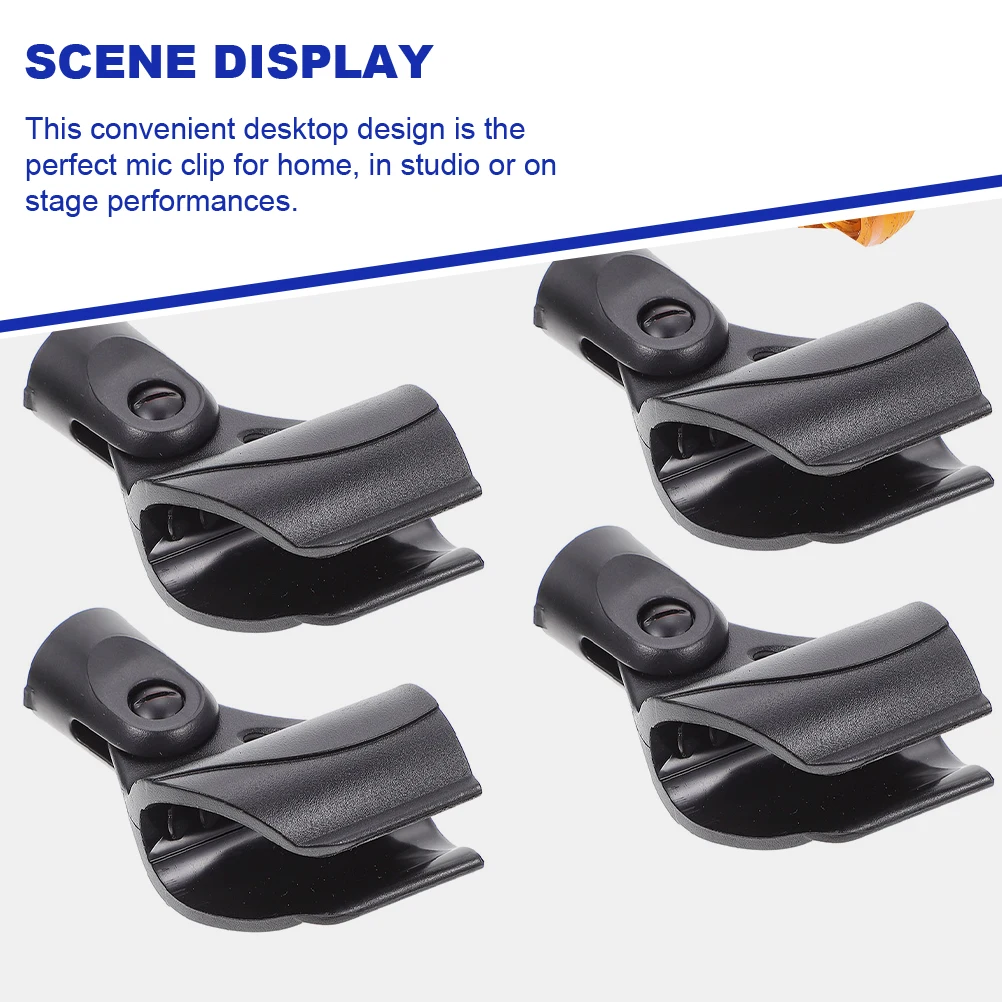 

2Sets Adjustable Desktop Mic Holders Black Microphone Clips Stable Shockproof Support for Conference Church Stage Use