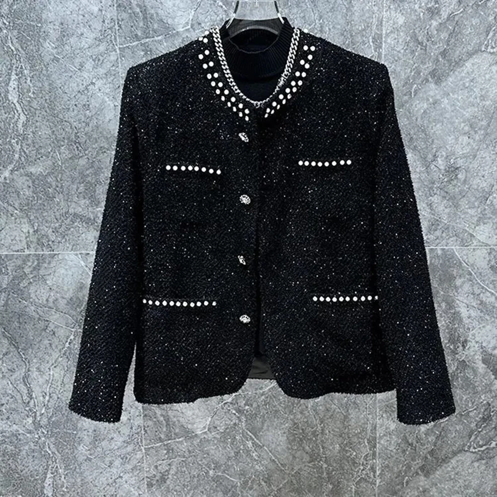 

Mens Spring Jacket Pearl Starry Sky Casual Nightclub Jacket Streetwear Fashion Stage Performance Niche Top Men'S Clothing 2026