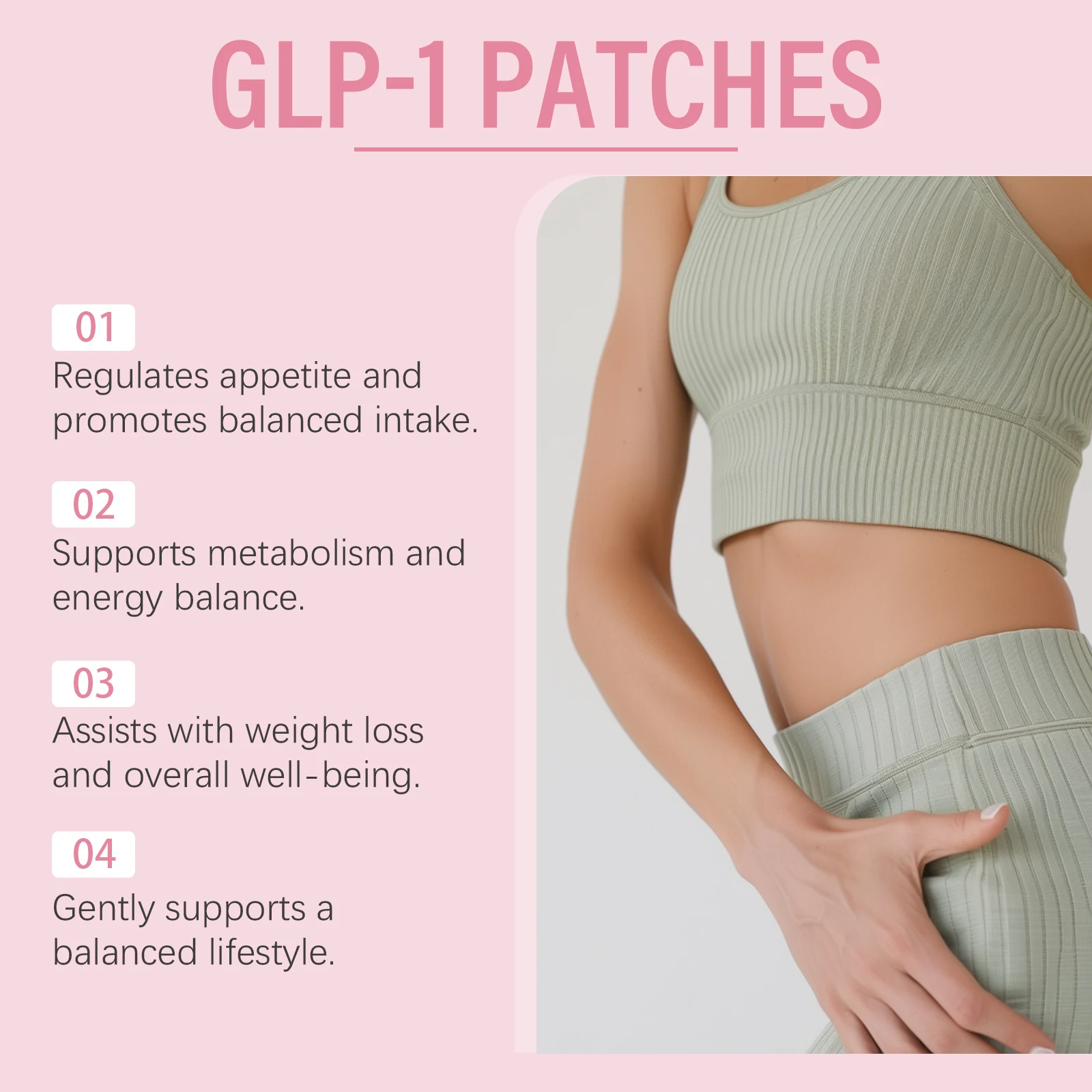 GLP-1 Weight Loss Patches Rose Oil Appetite Suppression Blood Sugar Control Energy Boost Slimming Body Shaping Weight Management - view 3